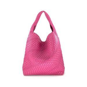 Pink Woven Tote Bag